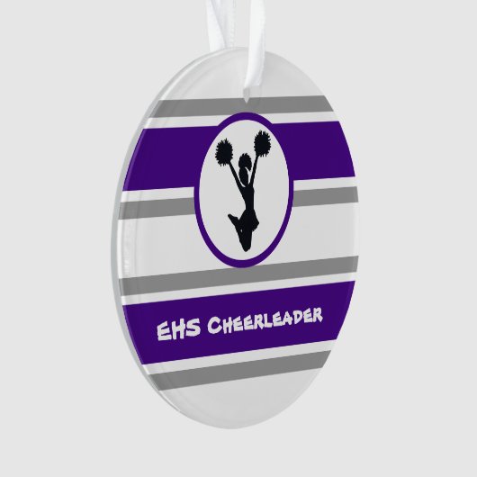 Paarse en grijze Cheerleader Fotoornament Ornament (voorkant)
