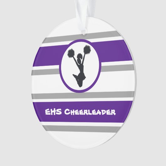 Paarse en grijze Cheerleader Fotoornament Ornament (voorkant)
