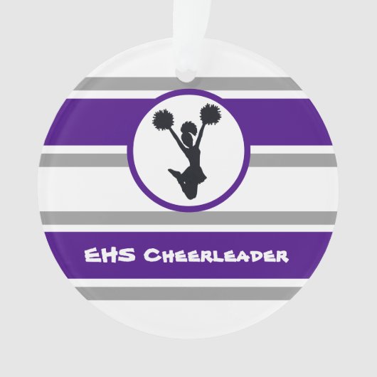Paarse en grijze Cheerleader Fotoornament Ornament (voorkant)