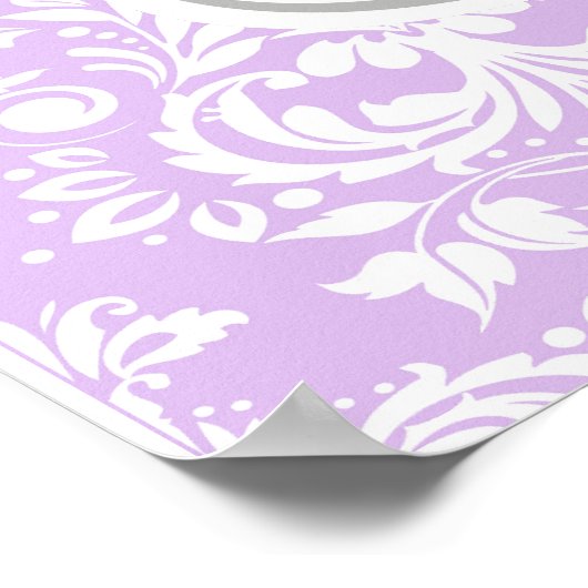 Paarse en grijze Chevron Ballerina Baby shower Poster (Hoek)