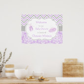 Paarse en grijze Chevron Ballerina Baby shower Poster (Keuken)