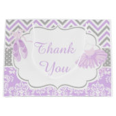 Paarse en Grijze Chevron Ballerina Bedankt Groot Cadeauzakje (Voorkant)