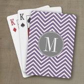 Paarse en grijze Chevron Pattern met monogram Speelkaarten