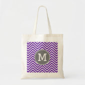Paarse en grijze Chevron Pattern met monogram Tote Bag (Voorkant)