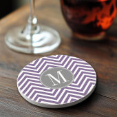 Paarse en grijze Chevron Pattern met monogram Zandsteen Onderzetter