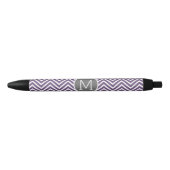 Paarse en grijze Chevron Pattern met monogram Zwarte Inkt Pen (Voorkant)