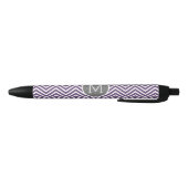 Paarse en grijze Chevron Pattern met monogram Zwarte Inkt Pen (Bodem)