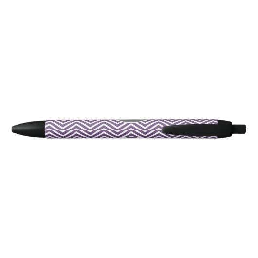 Paarse en grijze Chevron Pattern met monogram Zwarte Inkt Pen (Achterkant)