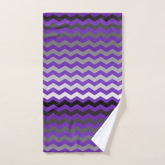 Paarse en grijze Chevron Stripes Bad Handdoek (Handdoek)