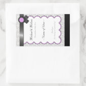 Paarse en grijze Damask Wedding Wine Bottle Labels (Tas)