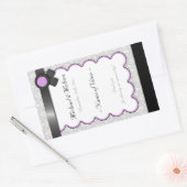 Paarse en grijze Damask Wedding Wine Bottle Labels (Envelop)