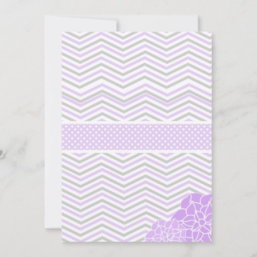 Paarse en grijze  douche Uitnodiging (Achterkant)