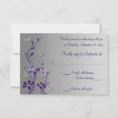 Paarse en grijze Floral met Butterflies Reply Card RSVP Kaartje (Achterkant)