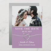 Paarse en grijze fotobruiloft save the date (Voorkant / Achterkant)