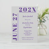 Paarse en grijze GraduPartij Kaart (Staand voorkant)