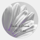 Paarse en grijze hoogtepunten bruiloft ronde sticker (Voorkant)