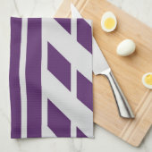 Paarse en grijze keukenhanddoek, monogram theedoek (Quarter Fold)