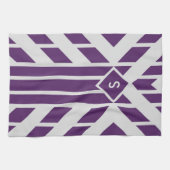 Paarse en grijze keukenhanddoek, monogram theedoek (Horizontaal)