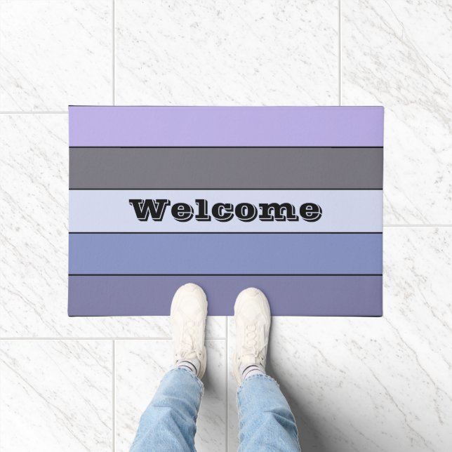 Paarse en grijze kleurstrepen op Waterverf papier Deurmat (Binnen)