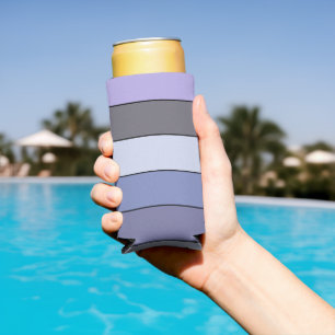 Paarse en grijze kleurstrepen op waterverf papier seltzer blikjeskoeler