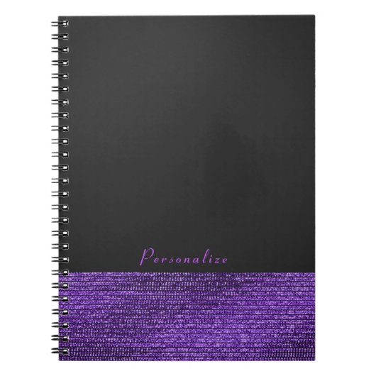 Paarse en grijze moderne Glam-sequins Notitieboek (Voorkant)