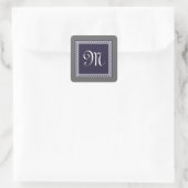 PAARSE en GRIJZE  Monogram Vierkante Sticker (Tas)