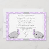 Paarse en grijze olifant 🐘 Baby - Christening Kaart (Voorkant)