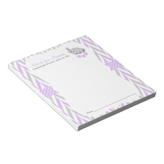 Paarse en grijze olifant | Baby shower - Advies 2 Notitieblok (Schuin)