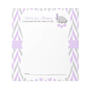 Paarse en grijze olifant   Baby shower - Advies 2 Notitieblok