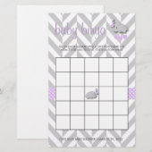 Paarse en grijze olifant Baby shower bingo Briefpapier (Voorkant / Achterkant)