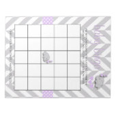 Paarse en grijze olifant Baby shower Bingo Game Notitieblok (Voorkant)