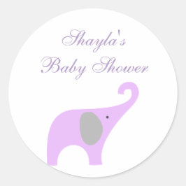 Paarse en grijze olifant Baby shower zeehond Ronde Sticker