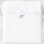 Paarse en grijze olifant Baby shower zeehond Ronde Sticker (Tas)