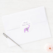 Paarse en grijze olifant Baby shower zeehond Ronde Sticker (Envelop)