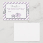 Paarse en grijze olifantenluier Raffle Ticket Informatiekaartje (Voorkant / Achterkant)