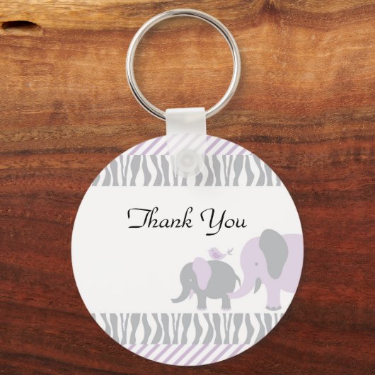 Paarse en grijze olifantenSleutelhanger Sleutelhanger (Voorkant)