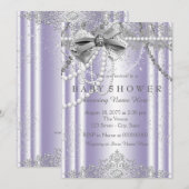 Paarse en grijze Pearl Girly Baby shower Kaart (Voorkant / Achterkant)