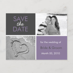 Paarse en Grijze Save the Date Foto Briefkaarten