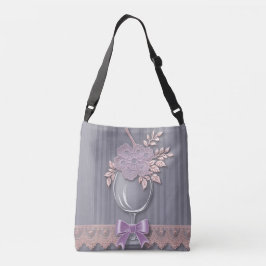 Paarse en grijze strepen bruidsmeisje cadeau AI ku Crossbody Tas
