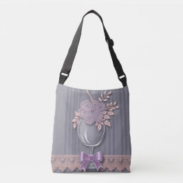 Paarse en grijze strepen bruidsmeisje cadeau AI ku Crossbody Tas
