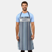 Paarse en grijze strepen schort (Gedragen)