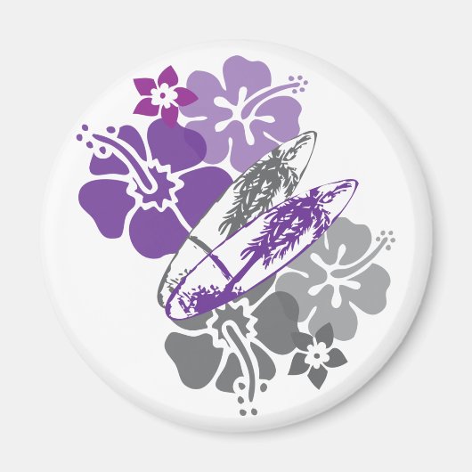 Paarse en Grijze Surven Boards Magneet (Voorkant)