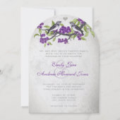 Paarse en grijze  Tortelduifjes bruiloft Kaart (Voorkant)