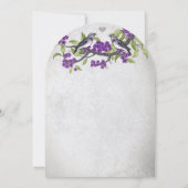 Paarse en grijze  Tortelduifjes bruiloft Kaart (Achterkant)
