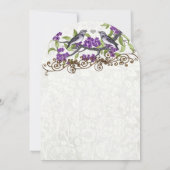 Paarse en grijze  Tortelduifjes bruiloft Kaart (Achterkant)