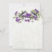 Paarse en grijze  Tortelduifjes bruiloft uitnodige Kaart (Achterkant)