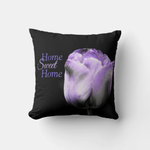 Paarse en Grijze Tulp HOME SWEET HOME Kussen