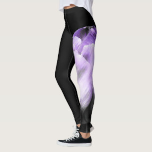 Paarse en grijze Tulp op zwart Leggings