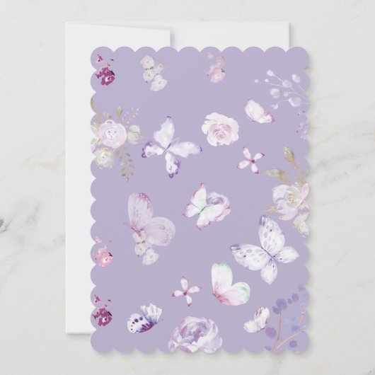 Paarse en grijze versieringen van Baby shower Kaart (Achterkant)