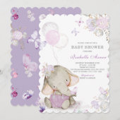 Paarse en grijze versieringen van Baby shower Kaart (Voorkant / Achterkant)